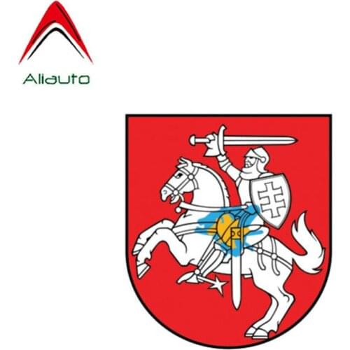 Aliauto Car Accessories Lithuania Flag Coat of Arms Sticker Reflective Decoration Decal for Laptop Motorcycles,11cm*10cm