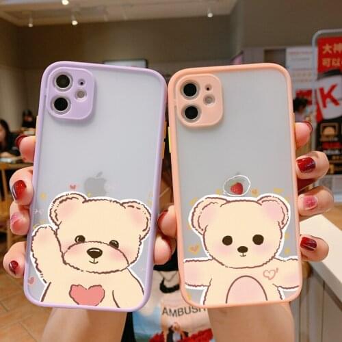 Cartoon Cute Little Hug Bear Phone Case For iphone 11 12 mini pro max X XR XS MAX 6s 7 8 Plus SE2020 Hard Matte Back Cover Funda