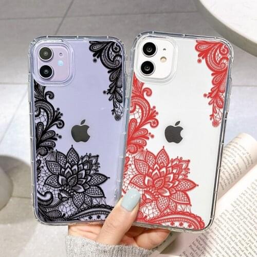 Chinese Style Hollow Lace Pattern Mobile Phone Case Soft TPU Protective Cover For iPhone 6 6S 7 8 Plus 11 12 Pro Max X XS XR