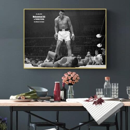 Black White Quote Poster Muhammad Ali Magnificent Heavyweight Champion Canvas Picture Living Room Bar Office Home Decor