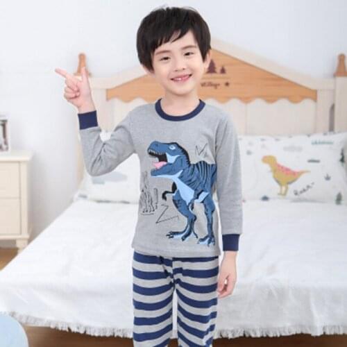 Kids Pajamas Suits Boys Cartoon Dinosaur Tiger Pyjamas Christmas Sleepwear Sets Cotton Children Nightwear Pijama For Girls