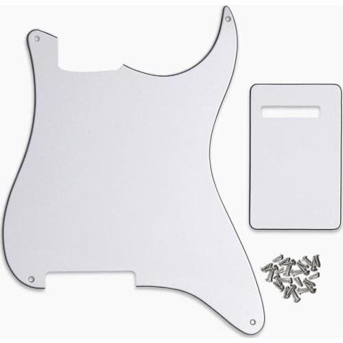 FLEOR 4 Hole Custom Electric Guitar Pickguard Material Blank Scratch Plate White 3Ply with Screws for Strat Style Guitar Parts
