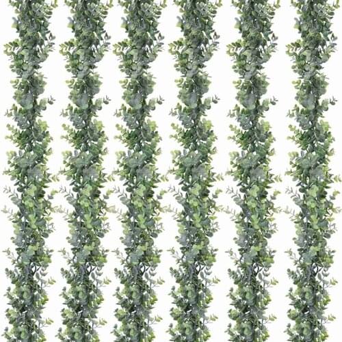 Faux Eucalyptus Garland Plant Artificial Vines Hanging Eucalyptus Leaves for Wedding Backdrop Arch Wall Decor