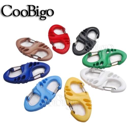 10pcs Colorful Carabiner S Shape Snap Clip For Outdoor Camping Backpack Climbing Paracord Survival Gear Buckles Key Chain Kits