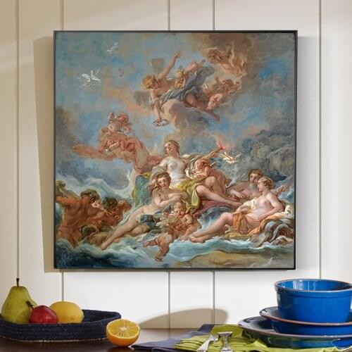 Francois Boucher The Triumph of Venus Art Canvas Print Painting Famous Wall Picture Artwork Living Room Home Decoration Poster