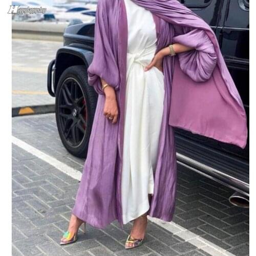 Kimono Long Sleeve Cardigan Coat Dubai Party Dress Muslim Islamic Jilbab Abaya Kaftan Belted Robe Turkish Loose Caftan Dresses