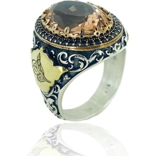 Ottoman Tuğra Citrine Sterling 925 Silver Ring