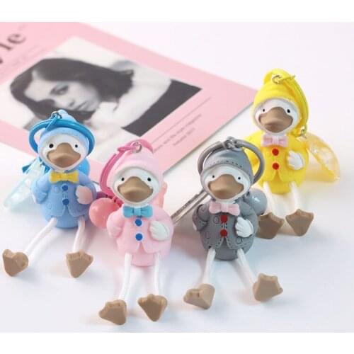 Creative Kawaii Duck Keychain Cute Duck In A Suit for Woman Bag Car Key Chain Ring Jewelry Pendant Child Doll Christmas Present
