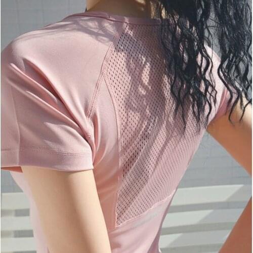 Yoga Crop Top Splicing Sports Short Sleeve Womens Elastic Running T-shirt Yoga Top Top Deportivo Mujer Camisetas
