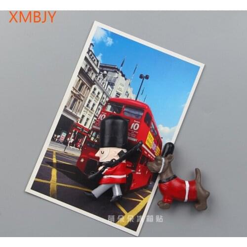 Refrigerator Magnet Retro England British Soldier Dog Resin Fridge Magnet World Travel Souvenir Magnetic Sticker Home Decor