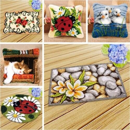 Latch Hook Rug Kits Tapijt Knoopkussen Dieren Latch Hook Canvas Carpet Embroidery Knitted Smyrna Foamed For Needlework DIY Craft