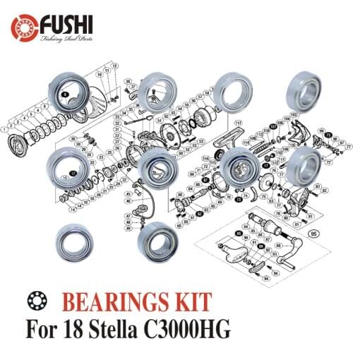 Fishing Reel Stainless Steel Ball Bearings Kit For Shimano 14 Stella C3000HG / 03446 Spinning reels Bearing Kits