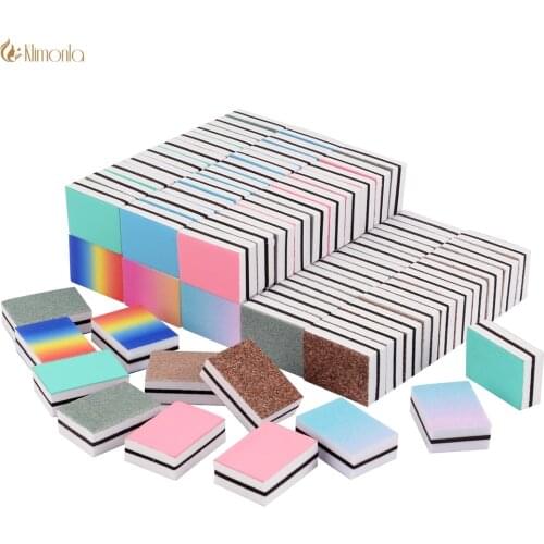 Newest 200pcs/lot Nail File Block Mini Nail Buffer Double-sided Printing Portable Pedicure Manicure Vijlen Nails Sandpaper File