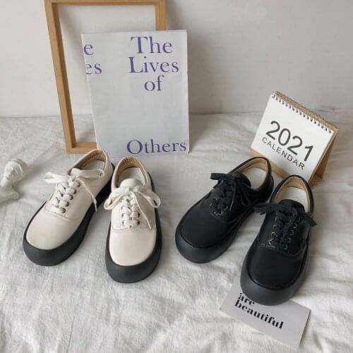 2021 spring and autumn new female Korean version of all-match thick-soled small leather shoes British lace-up casual shoes