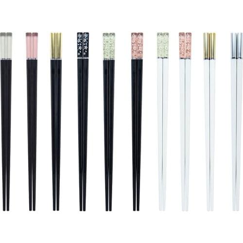 Amber Cherry Blossom Alloy Chopsticks Chinese Chopsticks Reusable Tableware