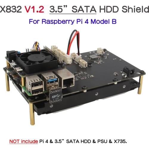 Raspberry Pi 4 Model B X832 Storage Expansion Board Supports 3.5 inch SATA HDD Compatible with Pi 4B