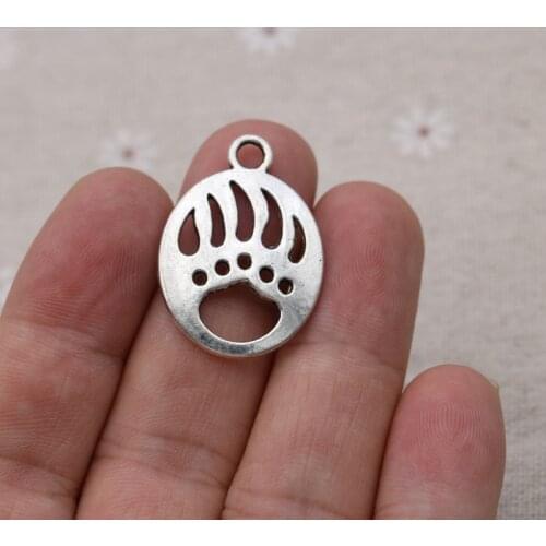 10pcs Antique Silver Plated Dog Paw Footprint Charms Pendants for Jewelry Making Bracelet Earrings DIY Accessories Craft 31x22mm