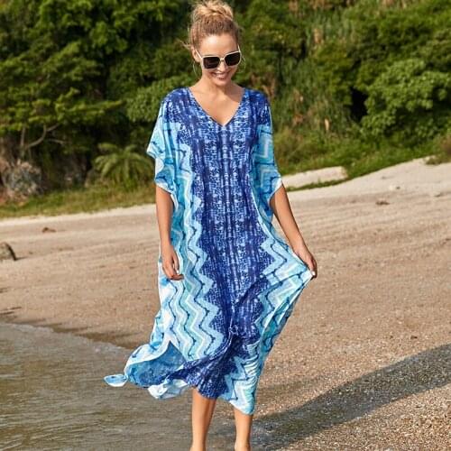 Plus Size Quick-drying Kaftan Tunic Beach Cover Up Saida de Praia Swimsuit Women Bikini Cover-ups Pareo Sarong Beachwear Q1223