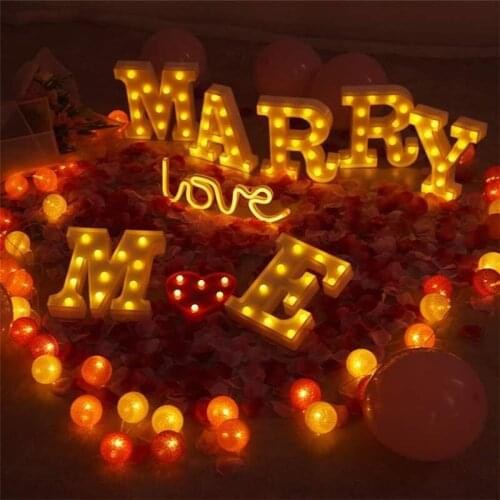 16CM DIY Luminous Lights LED Letter Night Light Creative Alphabet Number Battery Lamp Romantic Wedding Party Decoration
