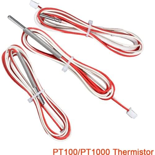BIQU PT100 PT1000 Thermistor Wire High Temperature Resistant Sensor 1 Meter 3D Printer Parts For V6 Hotend Cartridge With Spring