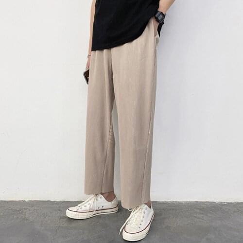 Shrink Resistant Simple Straight Loose Summer Casual Trousers Soft Men Pants Straight Streetwear