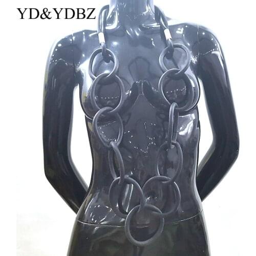 YD&YDBZ New Hyperbole Style Big Circle Pendant Necklaces Rubber Jewelry For Women Long Choker Necklace Designer Handmade Jewelry
