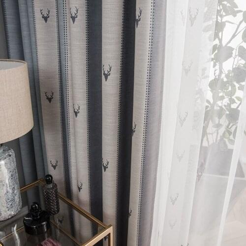 Cotton Linen Curtain for Children Bedroom Deer Printed Curtains for Living Room Window Treatments Drapes Home Dector Blinds