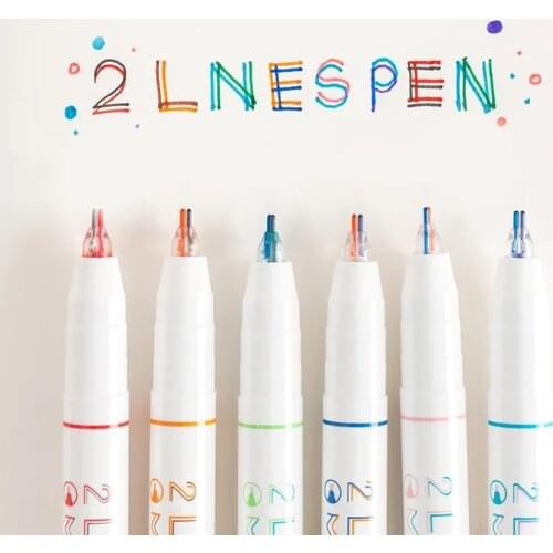 6Pcs/Set Creative Double-line Ins Drawing Color Mark Draw Mark Highlighter Pen For Student School Office Supplies Stationery