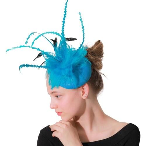 Ladies Fancy Wedding Fascinator Hat Vintage With Hair Clip Headdress Feather Headwear For Dinner Party Bridal Hair Accessories