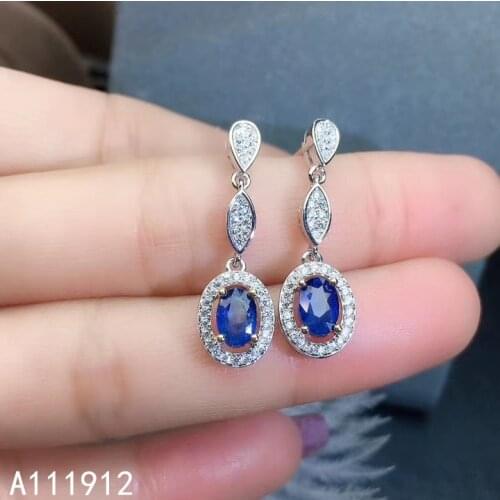 KJJEAXCMY fine jewelry natural sapphire 925 sterling silver women earrings new Ear Studs support test beautiful