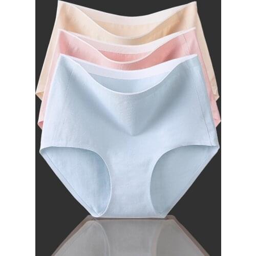 PLUS size L/3XL Womens underwear Cotton high waist seamless panties sexy girls briefs