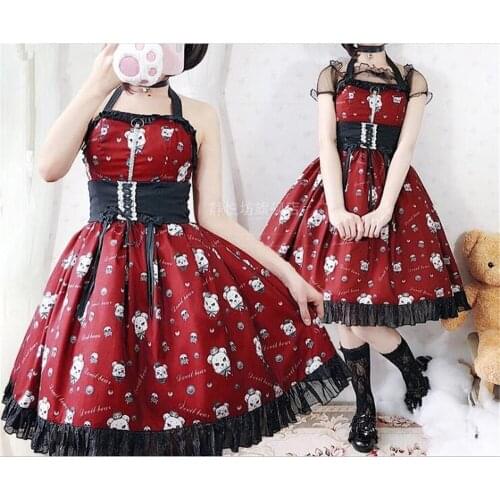 Jsk Gothic Black Lolita Strap Dress Japanese Comic Con Women Cosplay Lolita Costumes Dress B822