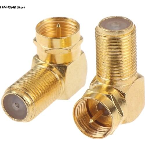 Copper Gold Plated F Male Plug To F Female Jack Right Angle Adapter 90 Degree Coax TV F Connector