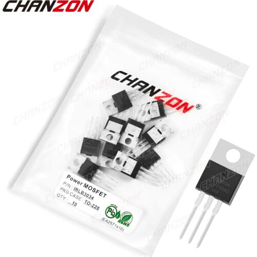 10Pcs IRLB3034 TO-220 Power SIC Mosfet Transistor Bipolar Junction BJT Powerful Triode Tube Fets 195A 30V Integrated Circuits