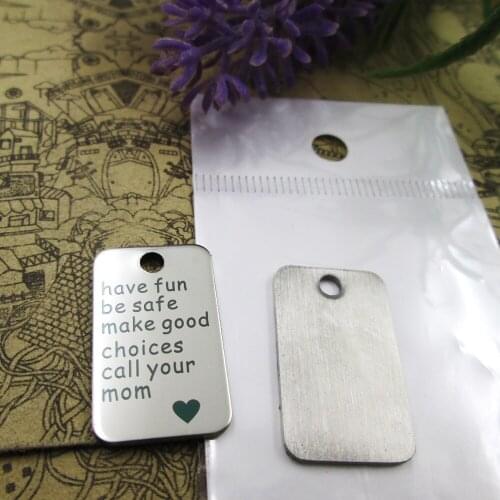 20pcs--"have fun be safe make good choices call.."stainless steel charms 5 styles for choosing DIY Charms for necklace bracelets