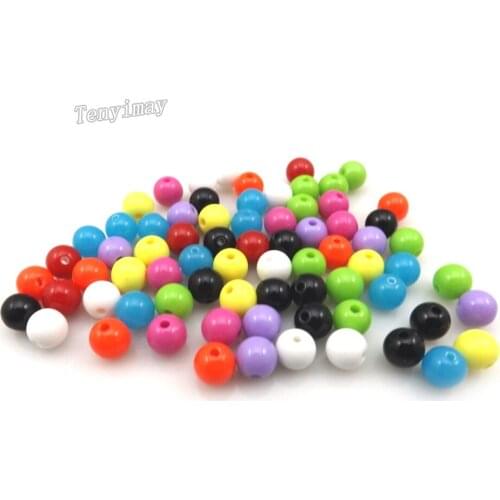 1000pcs/lot 6mm Solid Acrylic Beads For Childrens Jewelry Making 10 Colors For Choose