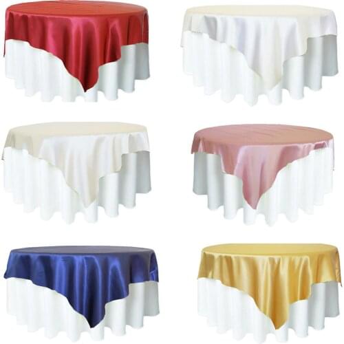 180x180cm Satin Fabric Tablecloth Table Cover Table Overlay Tableware Cover Restaurant Banquet Hotel Wedding Party Decoration