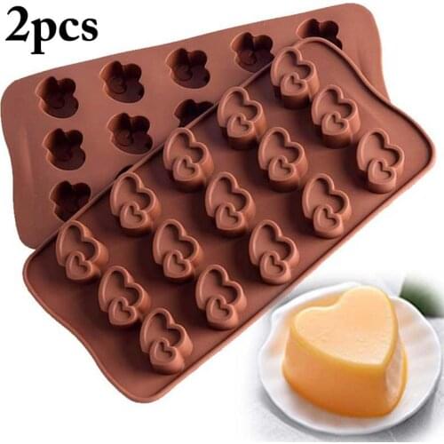 2pcs Silicone Heart Mold Cake Decoration Form Heart Silicone Molds For Soap Candy Chocolate Jello Biscuit Pastry Bake Tool