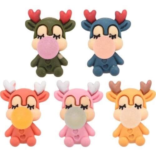 25PCS 0.8inch Spit bubbles deer Hair Accessories Cartoon Supplies Craft for Making Infant Hair Rope Barrettes Hairclip