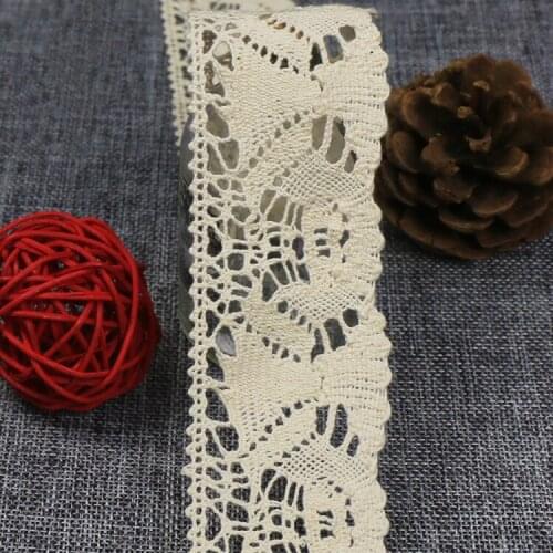 5cm width in beige color beautiful 100% cotton wave cluny lace trim ribbon tape for dress decoration