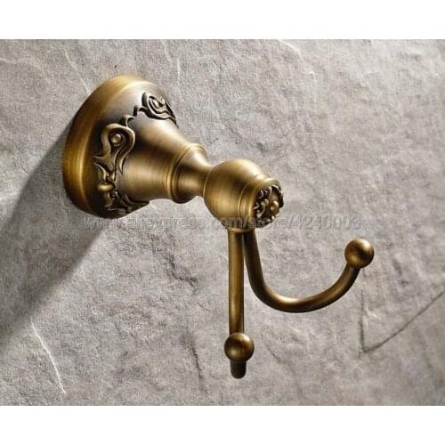 Antique Brass Wall Mount Towel Coat Robe Hooks Holder Hat Clothes Hanger Bathroom Accessories Kba431