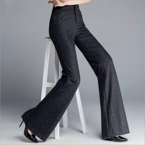 2019 autumn and winter European style Fashion casual plus size high waist female women wide leg pants trousers clothes