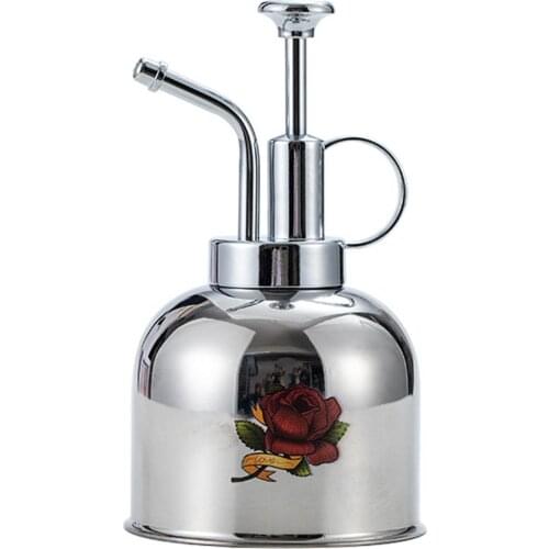 300ml Retro Stainless Steel Watering Spray Bottle Rose Pattern Plants Watering Can Anti Rust Watering Bottle