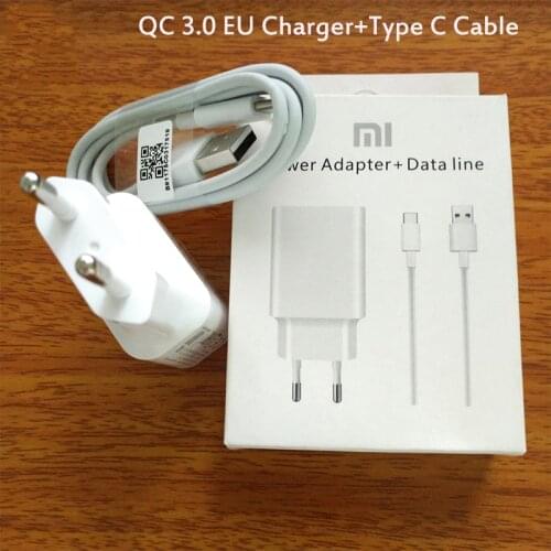 Original Xiaomi 18W Fast Charger QC3.0 EU Plug Wall Adapter Type C Cable For mi 9 8 se CC9 CC9e A3 6x redmi note 8 pro k20 pro