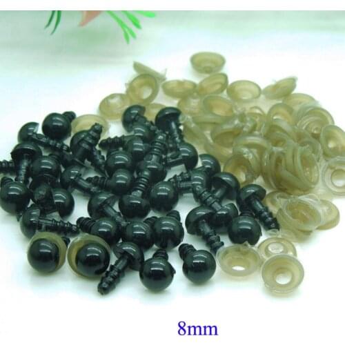 8mm Black Safety Eyes / Plastic Doll eyes Handmade Accessories For Bear Doll Animal Puppet Making - 100 pairs/lot