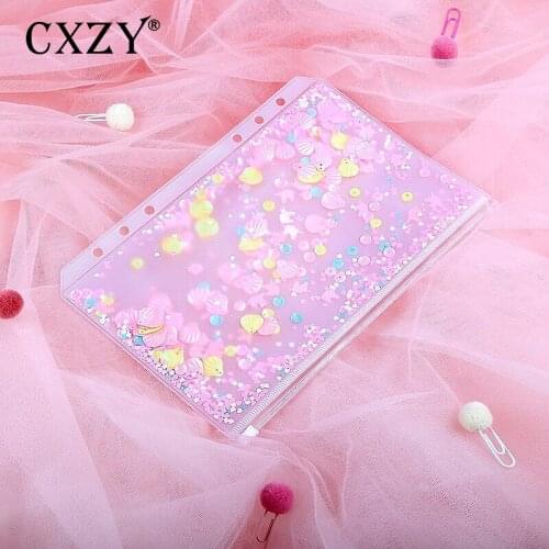 CXZY pink Sequin binder storage bag 6 holes for A5 A6 traveler notebook planner kawaii school supplies japanese stationery 4B823