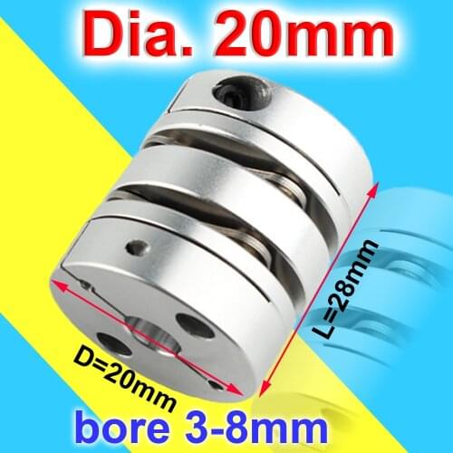 D20Mm Double Diaphragm Disc Shaft Coupler Disk Coupling 5 6 6.35 8MM Encoder Elastic Connector