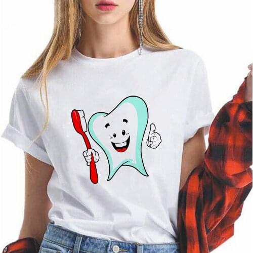 High Street T Shirt Clothes Women Clean Teeth Cute Short Sleeve Top Summer Comfort Harajuku Hipster Design Tee Oversized Trend