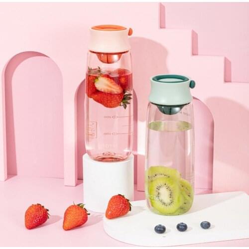 460ml/610ml Water Cup Wear-resistant Leakproof with Handle Plastic Water Bottle with Infuser for Tea