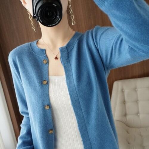 Hot Sale Spring Autumn Winter New Fashion Cashmere Sweater Womens O-Neck Cardigan Coat Female Loose Large Size Knitted Tops